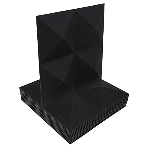 Jeenuuder 12Er-Pack Pyramiden-Schallabsorptionsplatte, 30,5 X 30,5 X 0,3 Cm, Schallschutzplatte, Perfekt die Wanddekoration, Schwarz