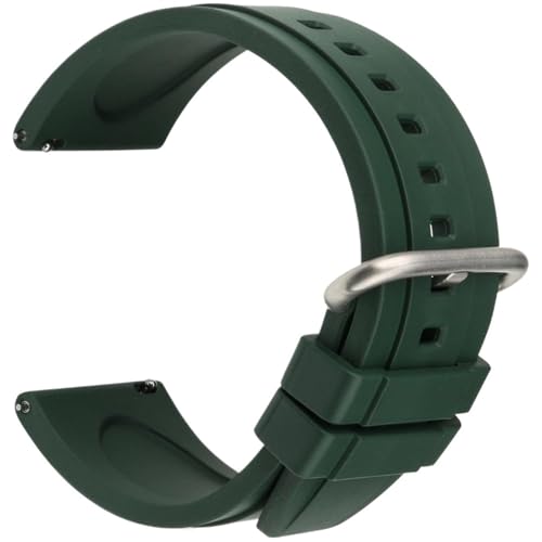 THBGTCNQ Weiches Gummi-Uhrenarmband, Sportuhrenarmband, Schnellverschluss, 20 mm, 22 mm, Gummi-Uhrenarmband, Gürtelschlaufe for Quarzuhr, Smartwatch(Green S,20mm)