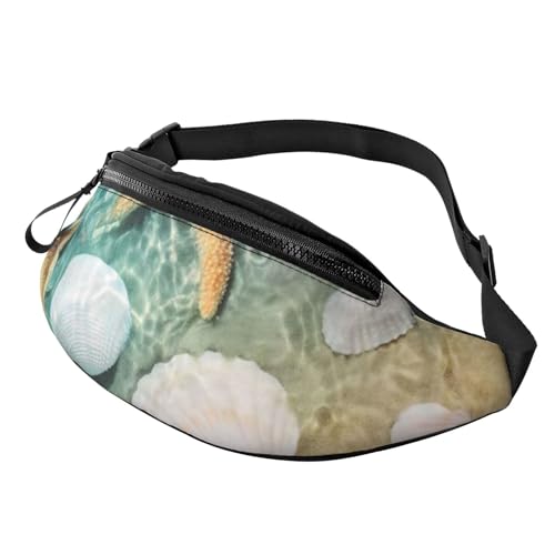 HSJFS Sporttasche mit Camouflage-Muster, für den Sport, Umhängetasche, lässige Brusttasche, Seestern mit Muscheln, Einheitsgröße