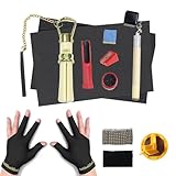 PolyMath Snooker Cue Repair Kit, 10 Pieces Cue Tips, Sanding Tool, 2 Pieces Billiard Gloves, Left and Right Hand, Free