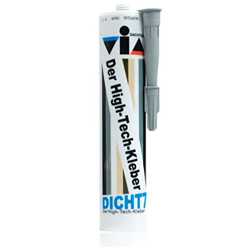 DICHT 7 Universal High-Tech Kleber á 310 ml/Kartusche in grau - Klebstoff & Dichtstoff für Metall, Glas, Kunststoff, Holz, Stein, Naturstein, Beton, Ziegel & Keramik - Haftstarker Universalkleber