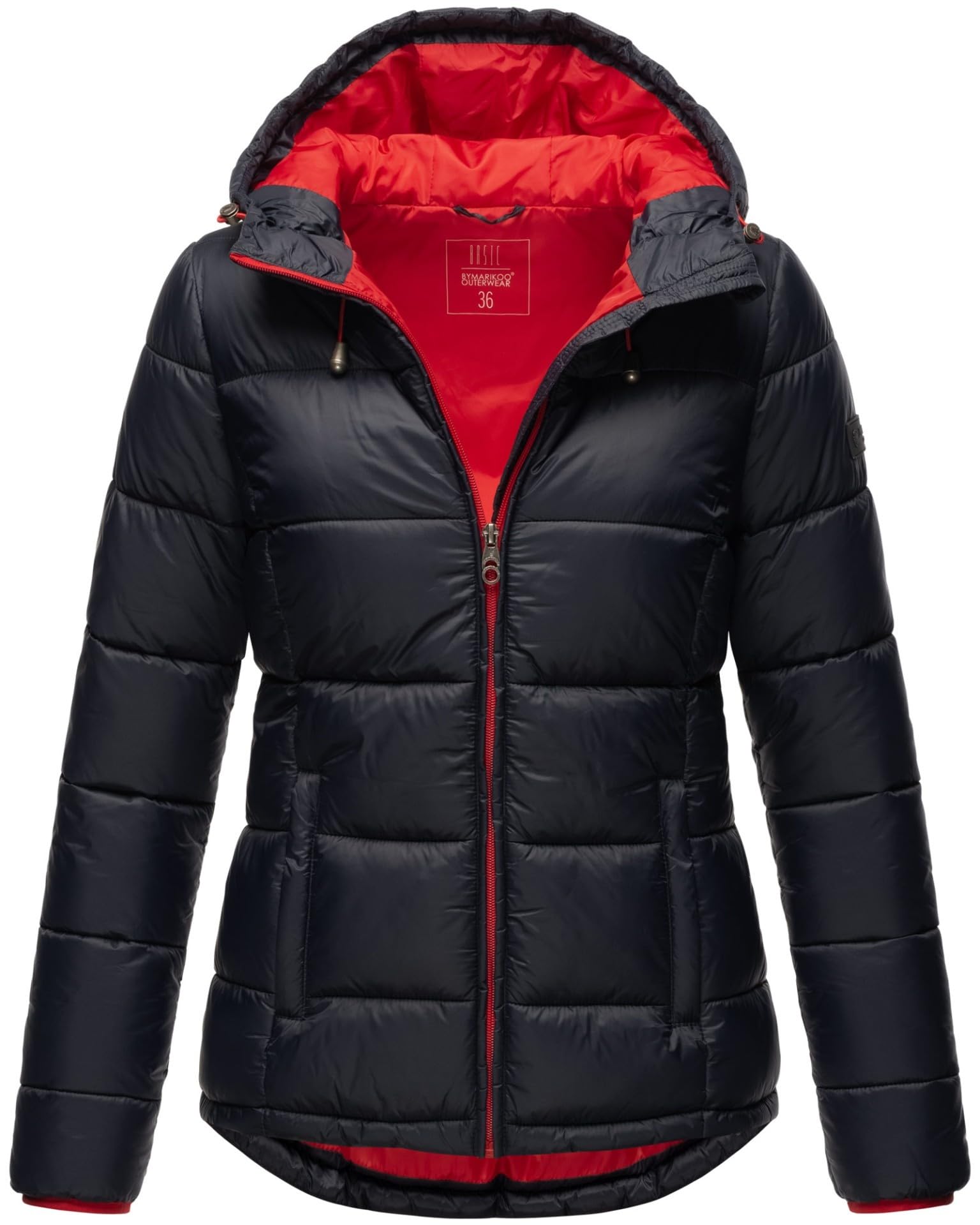 MARIKOO Damen Steppjacke gesteppte Winterjacke mit Kapuze B927-Leand-Navy-Gr.38