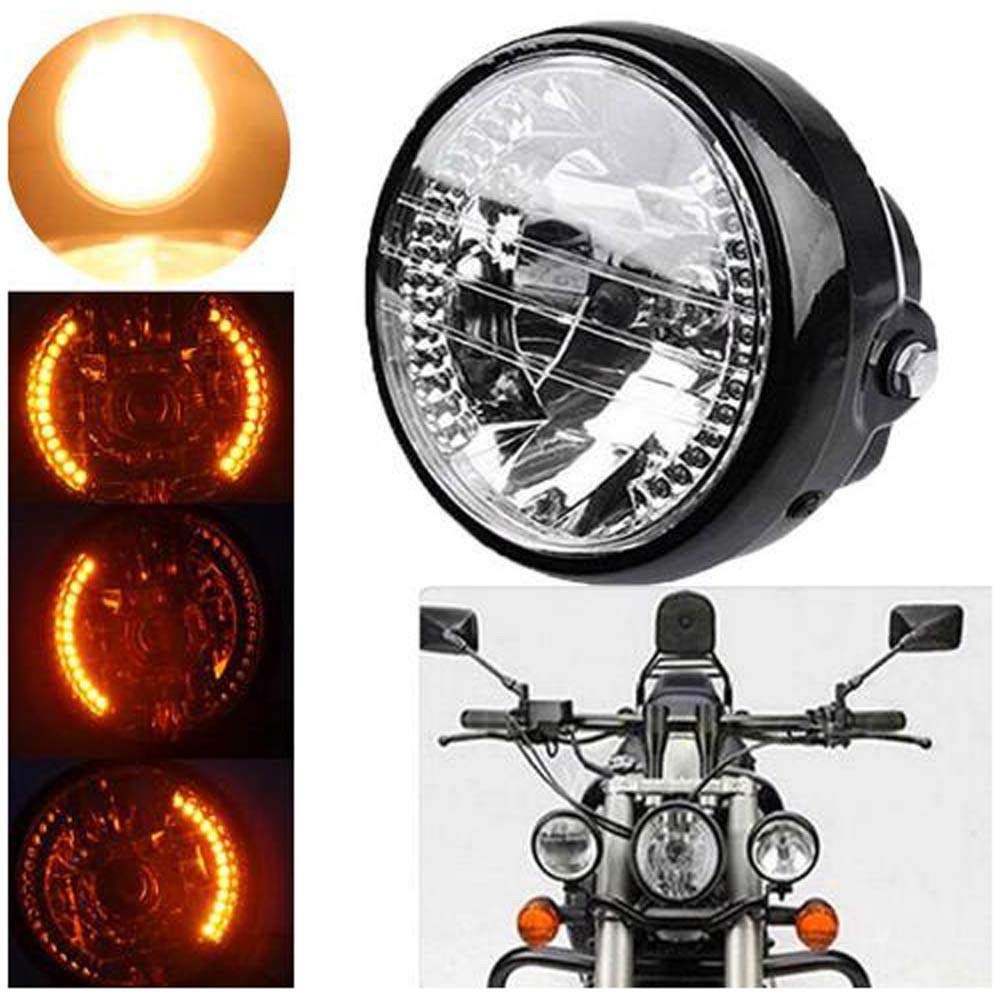 Krtopo 35W Motorrad Scheinwerfer mit Blinker Universal 7 Zoll Halogen Frontleuchte