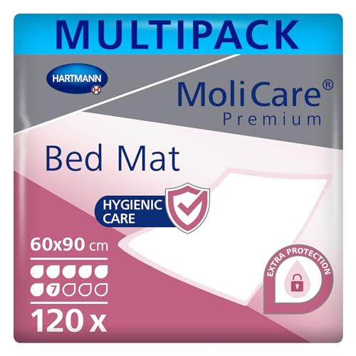 Hartmann MoliCare Premium Bed Mat Bettschutzeinlagen, Saugstärke 7 Tropfen, Größe 60x90cm, 120 Stück