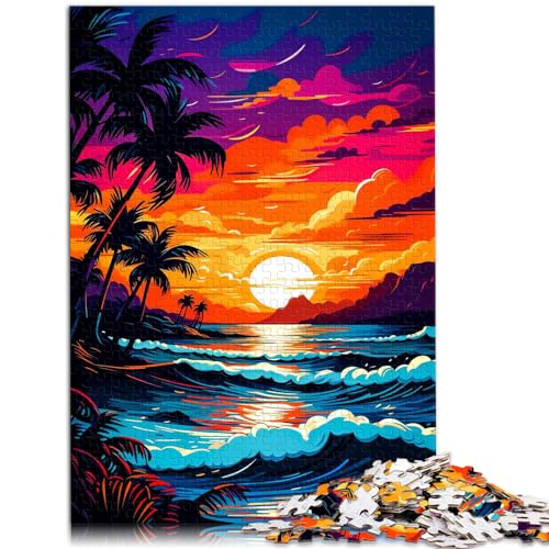 Puzzle | Puzzles Retro Beach Sunset Fun Puzzles für Erwachsene 1000-teiliges Holzpuzzle Familienaktivität Puzzles Lernspiele 1000 Teile (50 x 75 cm)