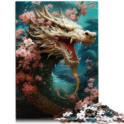 Puzzle Japanische Drachenkirsche Puzzle für Erwachsene 1000 Teile Holzpuzzle Schwierige, Schwere Puzzles für Frauen und Männer 1000 Teile (50 x 75 cm)