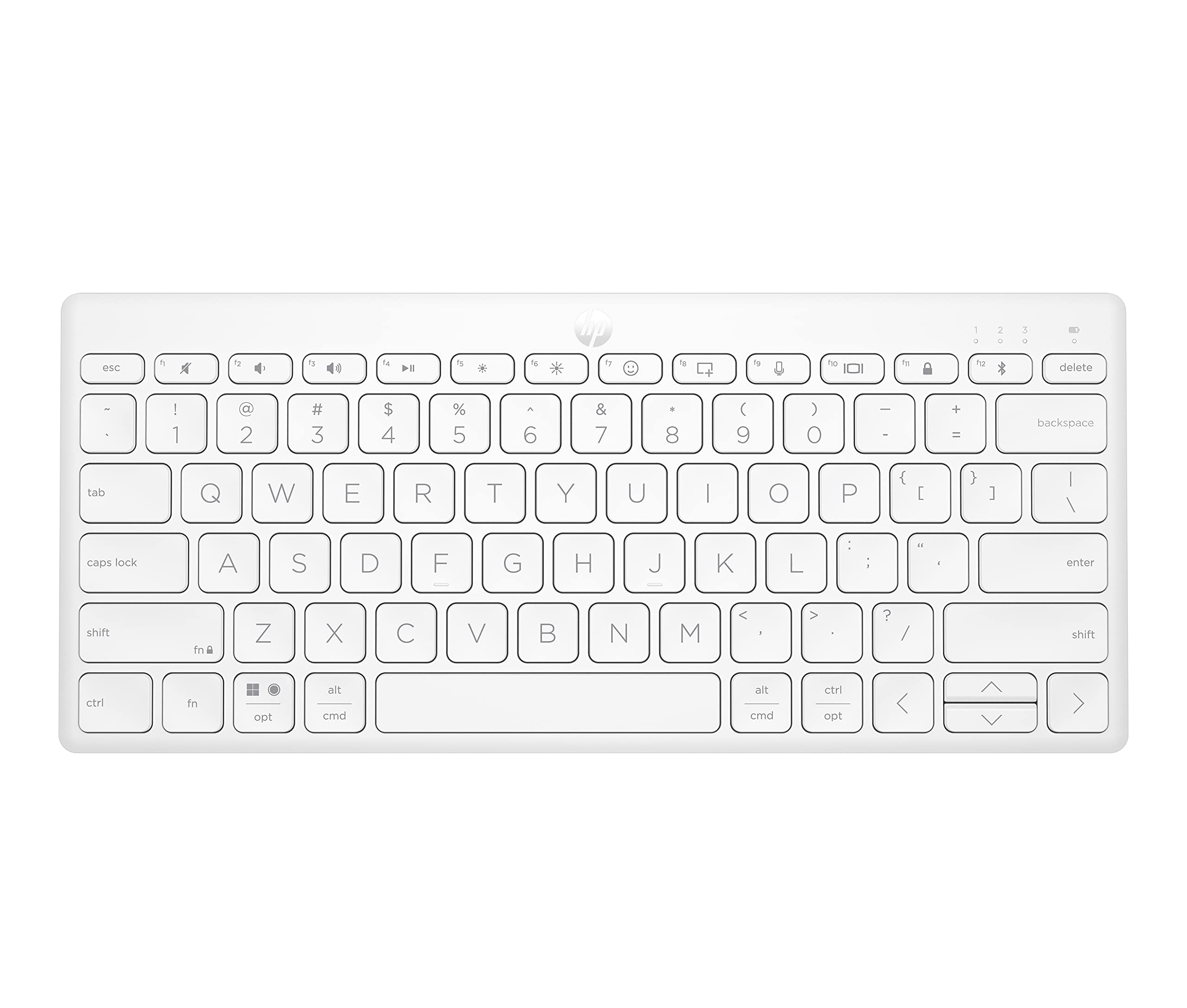 HP 350 kabellose und Bluetooth-Tastatur, Verbindung mit mehreren Geräten, Qwerty, italienisches Layout, Emoji, Autonomie bis zu 2 Jahre, kompatibel mit Windows, Android, Chrome OS, MacOS, iPadOS, Weiß