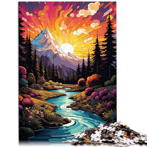 Puzzlespiel Fantasievolle bunte Flusslandschaft Puzzle für Erwachsene 1000 Teile Holzpuzzle Heimdekoration Puzzlespielzeug 1000 Teile (50 x 75 cm)