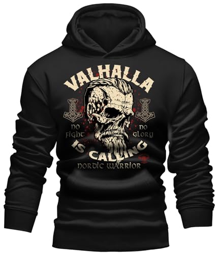 Lobo Negro Kapuzen Pulli Hoodie für Wikinger Nordmann Keltic Fans: Nordic Warrior