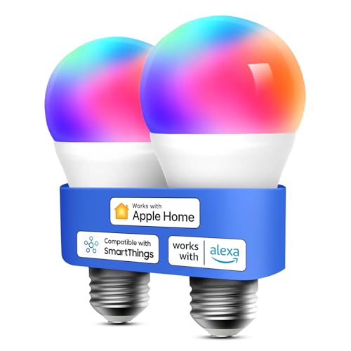 Meross Smart LED Glühbirne WLAN Glühbirne funktioniert mit Apple HomeKit Wifi Lampe mehrfarbig & dimmbar kompatibel mit Siri, Alexa, Google Home und SmartThings E27