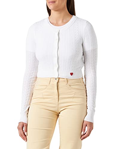 Love Moschino Women's Cropped Cardigan Jacket, Optical White, 40