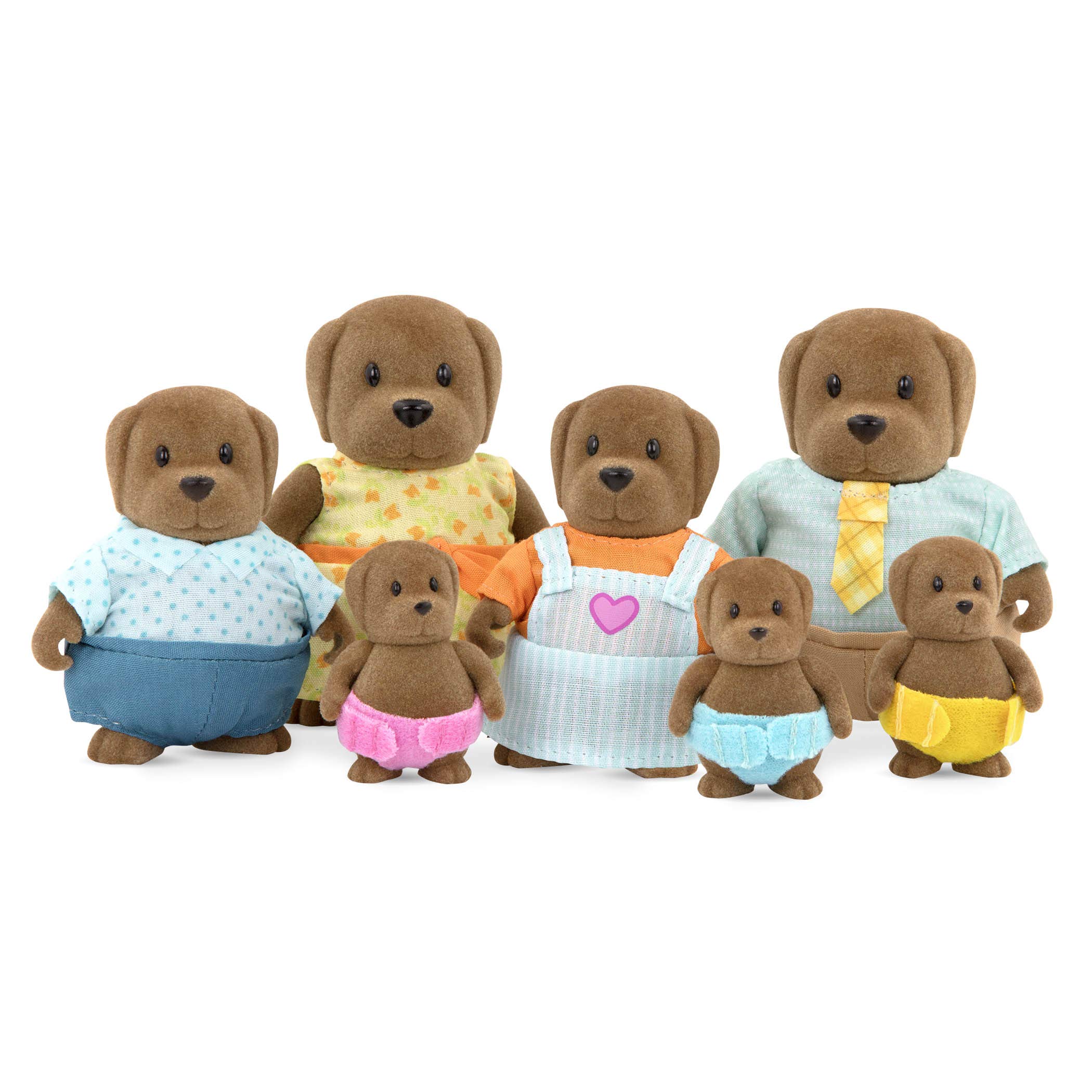 Li’l Woodzeez Figuren Hunde Tierfamilie Wagadoodle – 7 weiche Tierfiguren mit Eltern und Kindern –Tiere im Set (7 Teile) Spielzeug ab 3 Jahren