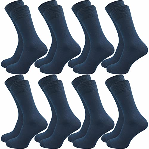 GAWILO Herren Socken aus 100% Baumwolle (8er-Pack) ohne drückende Naht - Komfortbund (39-42, blau)