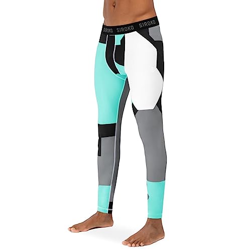 SIROKO Thermo-Leggings für Skifahren und Schnee, Highlights, Türkis für Herren, Türkis/Grau, XXL