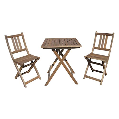 Sedex Balkonset Tampa Terassenset Bistroset Balkonmöbel 2X Klappsessel + 1x Tisch 60x60cm Eukalyptusholz massiv