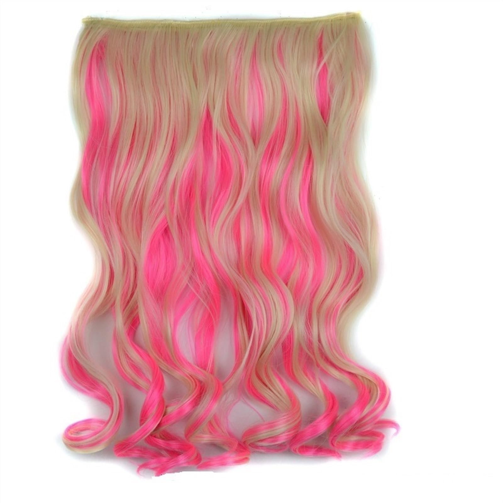 Clip-in-Haarverlängerungen 22 Zoll synthetische Clip-on-Haarverlängerung, Ombre, bunte Perücke, einteilige, gewellte Haarverlängerung, 5 Clips im Haarteil for Frauen und Mädchen Clip-in-Haarverlängeru