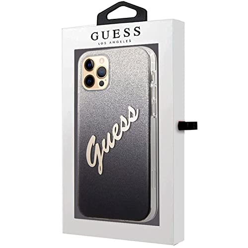 Guess GUHCP12LPCUGLSBK Hülle Vintage Glitter Collection für iPhone 12 Pro Max, Black