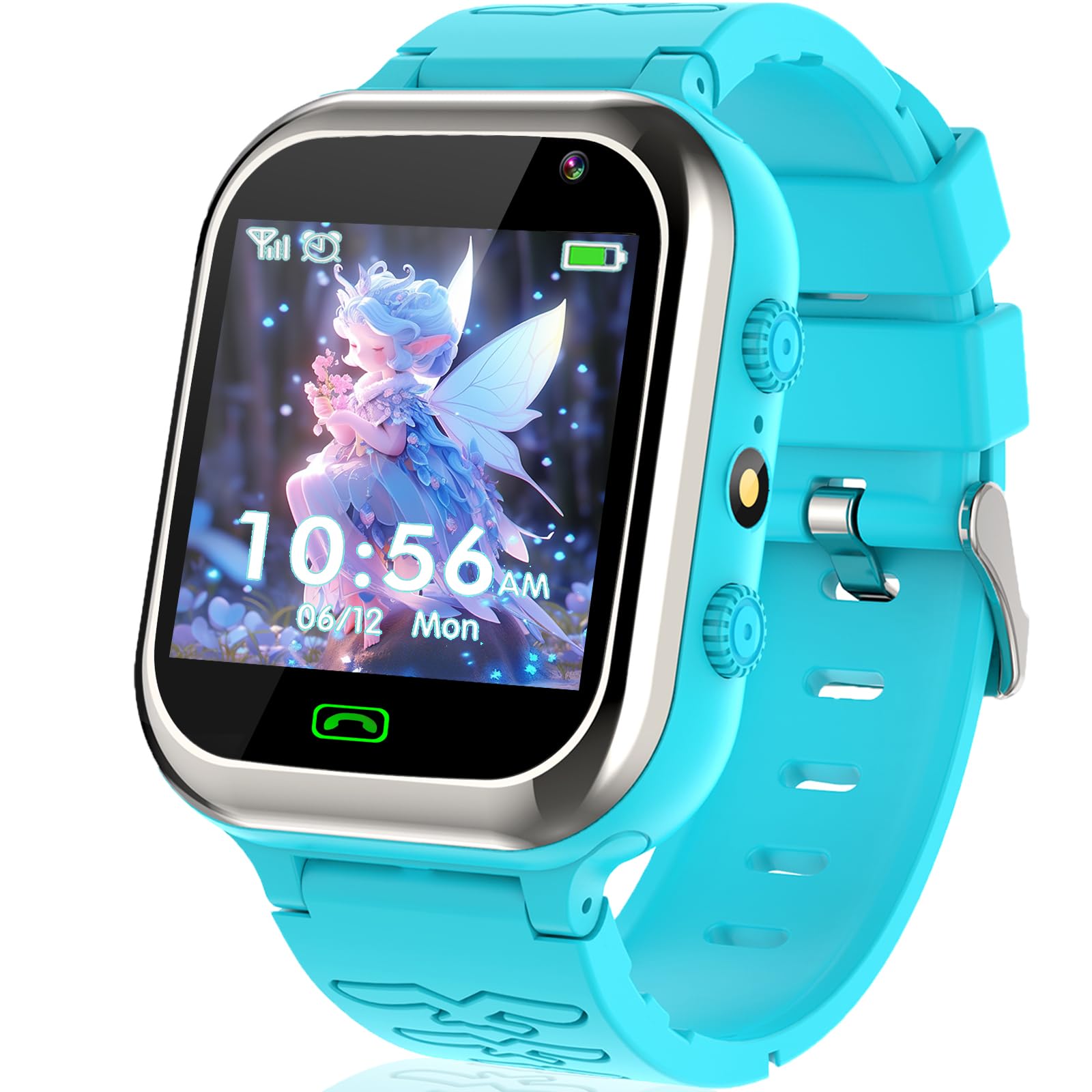 kaacly Smartwatch Kinder Telefonieren -Kinder Smartwatch mit SOS Schrittzähler Spiele Stoppuhr Wecker Touchscreen Taschenlampe Smartwatches Geburtstag für Jungen und Mädchen Geschenke (Blue)