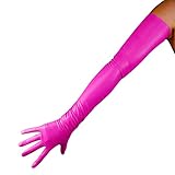 DooWay Damen-Handschuhe, lang, Latex, 70 cm, Stretch, 2. Haut, Kunstgummi, Halloween-Kostüm, Nachtclub, Party-Handschuhe, Matt Rose, 85