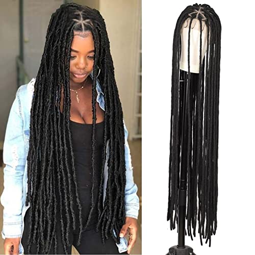 Pferdeschwanz Haarteil 50 Zoll Faux Braids Haar Knotenlose lange Perücke Synthetische geflochtene Perücken Lace Front Traingle Perücken Pferdeschwanz Haarverlängerung