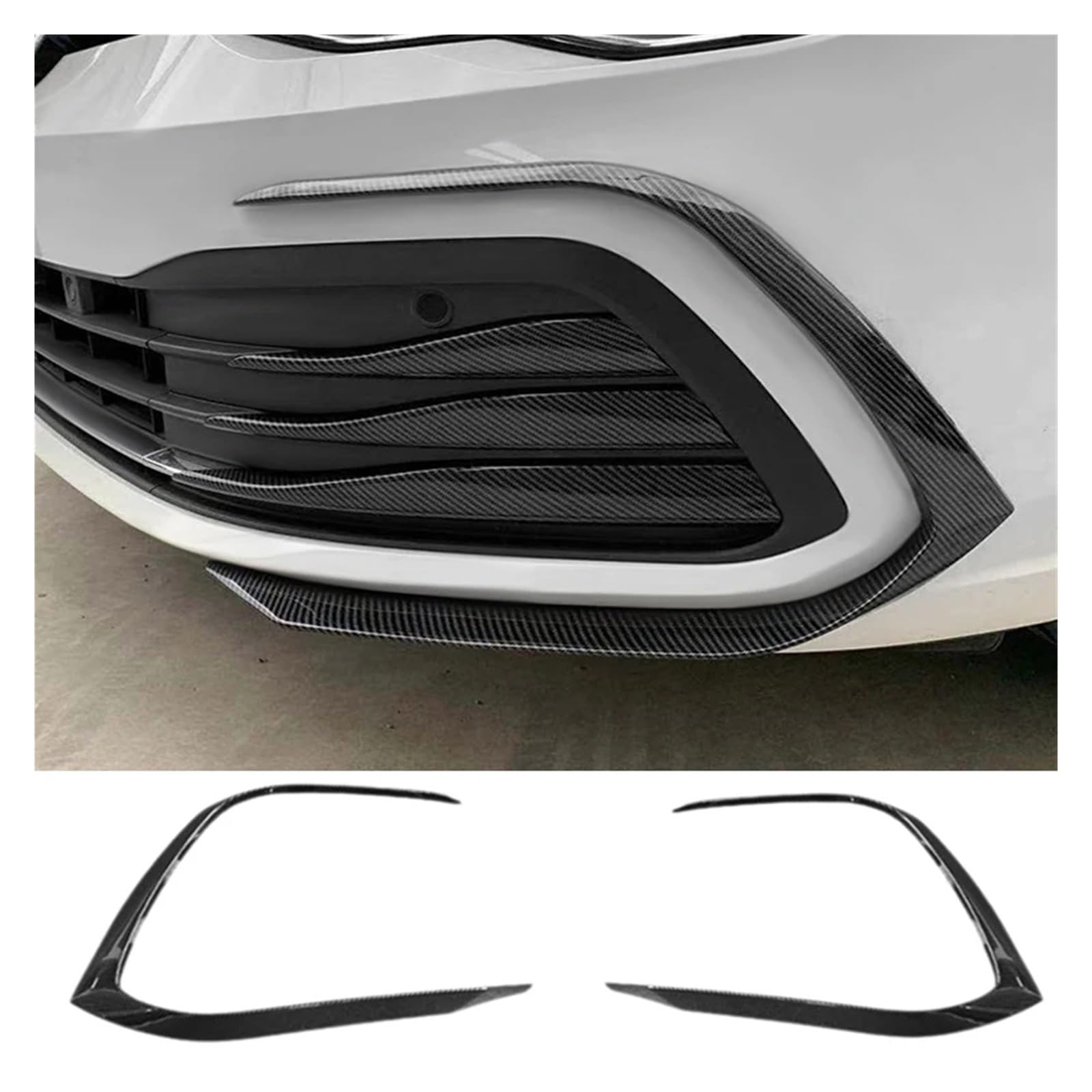 Frontgrills Für VW Für Golf 8 MK8 PRO 2020 2021 2022 Frontstoßstange Nebelscheinwerfer Unterer Kühlergrill Spoiler Modifikation Autozubehör Front Bumper Grille(Carbon Look)