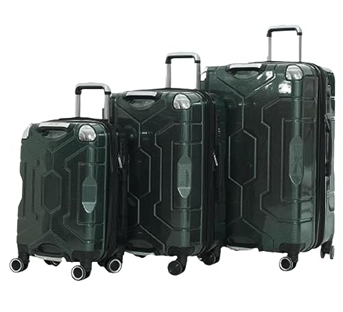 Habrur Rollkoffer Koffer Trolley 3-teiliges Gepäckset, Großraumkoffer, Handgepäck, TSA-Zollkoffer Koffer Gepäck Reisekoffer (Color : Grün, Size : 20+24+28in)