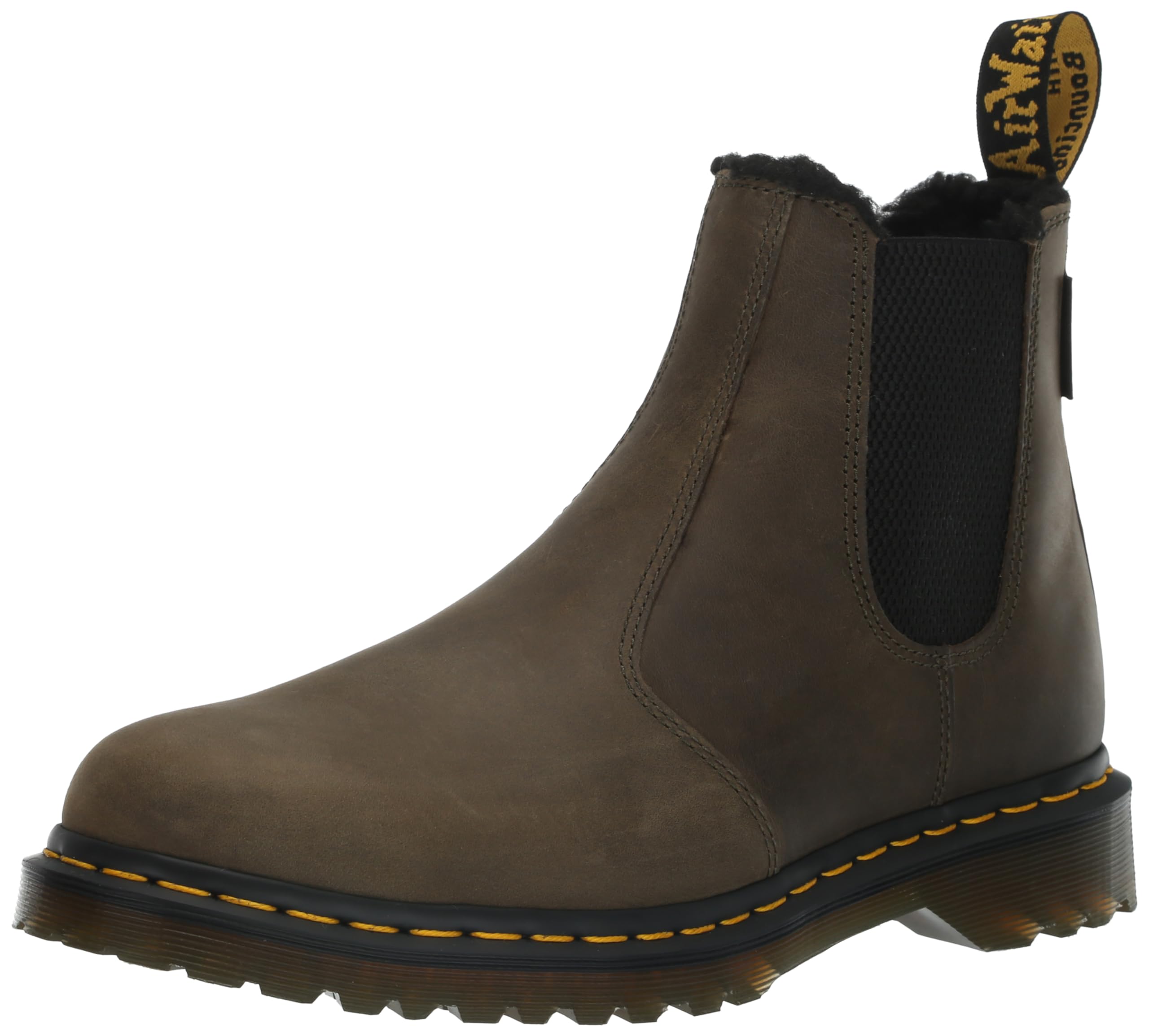 DR. MARTENS Herren Chelsea Boots, DMS Olive Archive Pull Up & Black Borg Fleece, 44 EU