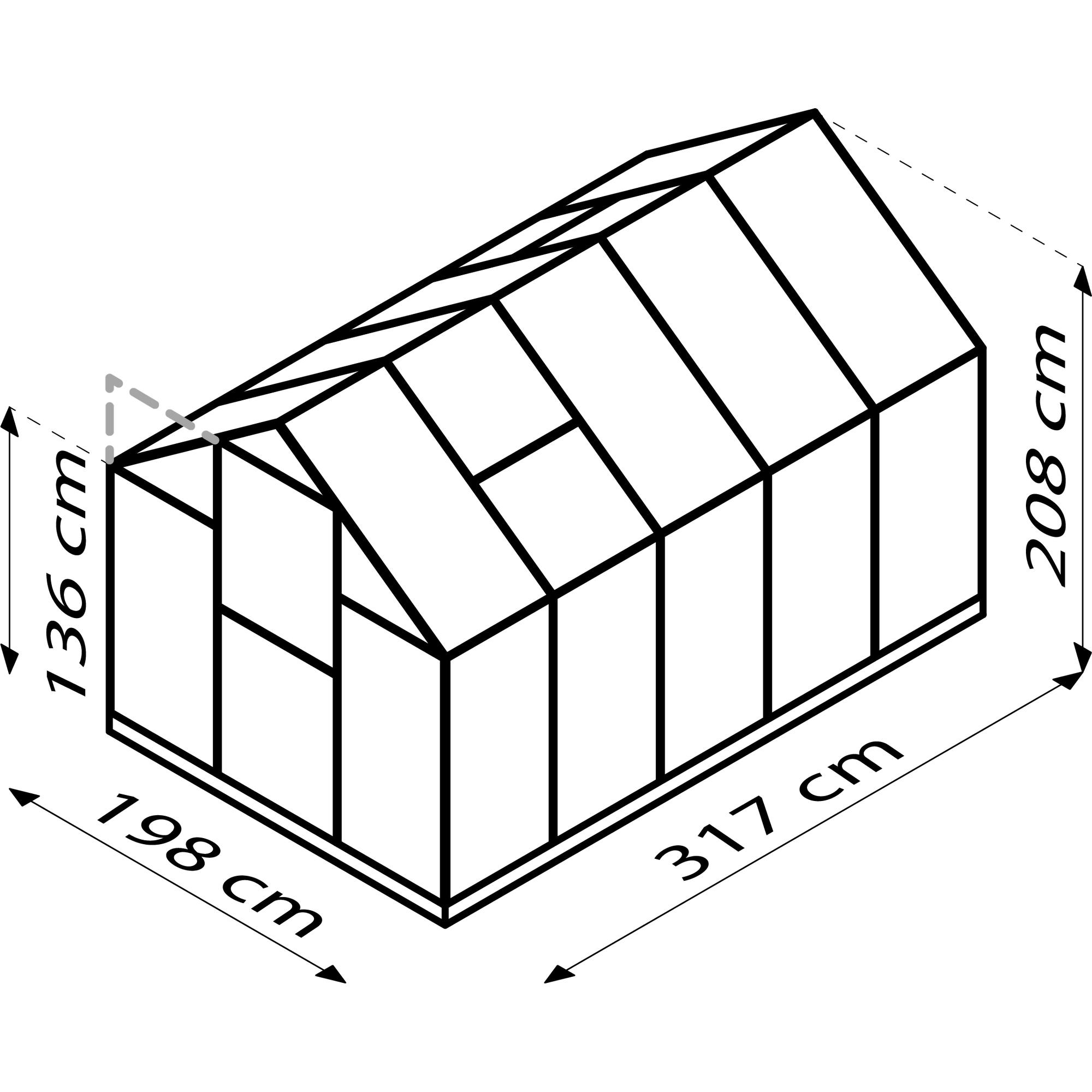 Vitavia Gewächshaus 'Triton 6200' 6,3 m² 198 x 315 cm 4 mm Hohlkammerplatten silbern 3