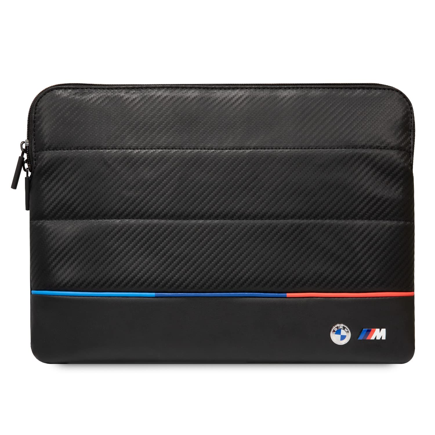 CG Mobile BMW Carbon PU Hülle mit kontrastierender dreifarbiger Schutztasche 14 Zoll kompatibel mit MacBook Intel® UHD Grafik/Windows/HP/Value Top Load Tasche/Arbeit, Schule usw.