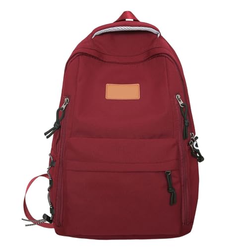 Modische High School College Büchertasche Mit Mehreren Fächern Für Schüler Einfarbig Nylon Rucksack Mit Großer Kapazität