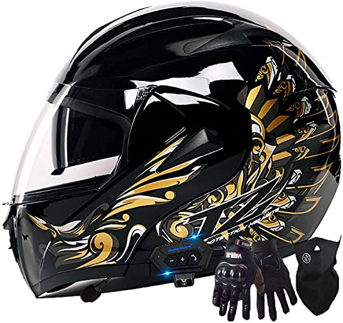 Motorradhelme Modularer Klapphelm,Integrierter Bluetooth-Helm Motorrad Full Face Helm Rollerhelm,DOT/ECE-Zertifizierung Doppelspiegel Motorradhelm Für Damen Und Herren