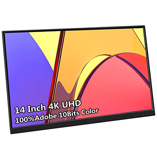 Magedok 4k Portable Monitor, 14.0" Tragbarer Monitor USB C, 10 Bits Adobe 95% HDR Game Monitor mit USB C/HDMI/Mini DP Kompatibel mit PS5/XBOX/Switch/PC/Surface