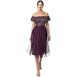 Maya Deluxe Damen Maya Deluxe Bardot Embellished Midi Bridesmaid Dress, Berry, Gr. 40 EU