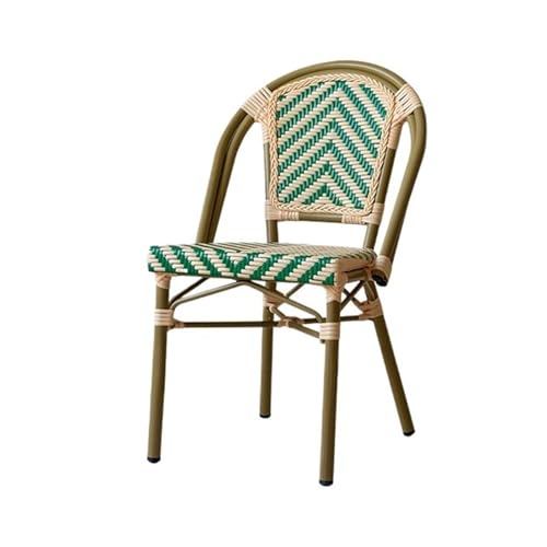 yixinzi-2024 Rattan-Akzentstuhl Vintage-Rattanstuhl for den Außenbereich, Rattan-Esszimmerstuhl, einfacher und eleganter Terrassen-Loungesessel, perfekt for Café oder Essen Sessel(Green)