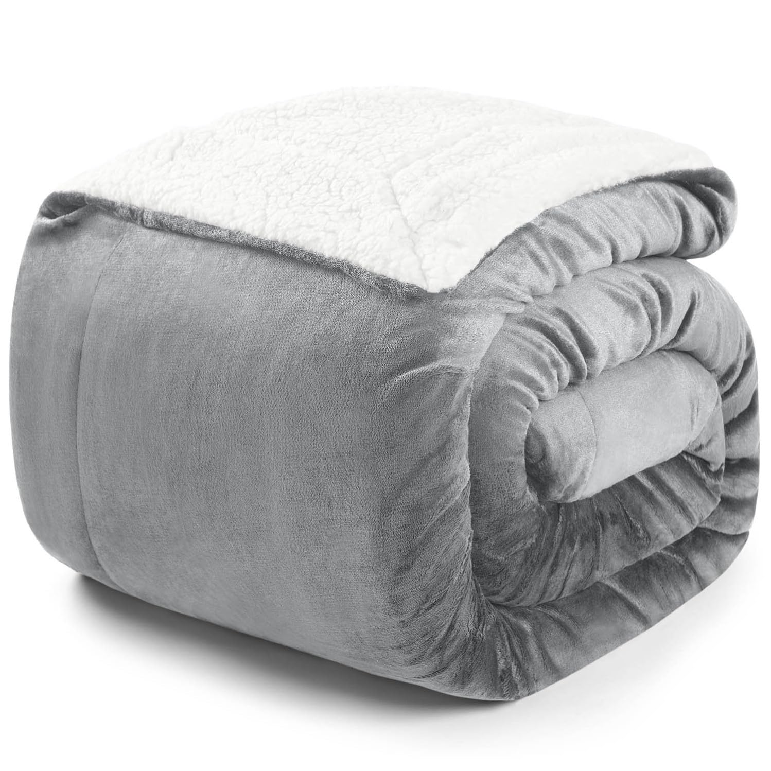 Blumtal Fleecedecke, 150 x 200 cm, Öko-TEX®, Fleecedecke, Sherpa-Fleece, hochwertig, weich, warm, flauschig, grau