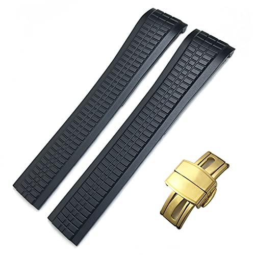 NEYENS 21 mm buntes fluoröses Gummi-Uhrenarmband für Patek 5164A 5167A Aquanaut Philippe Serie Schmetterlingsschnalle Silikon-Uhrenarmband, Gold Buckle, Achat