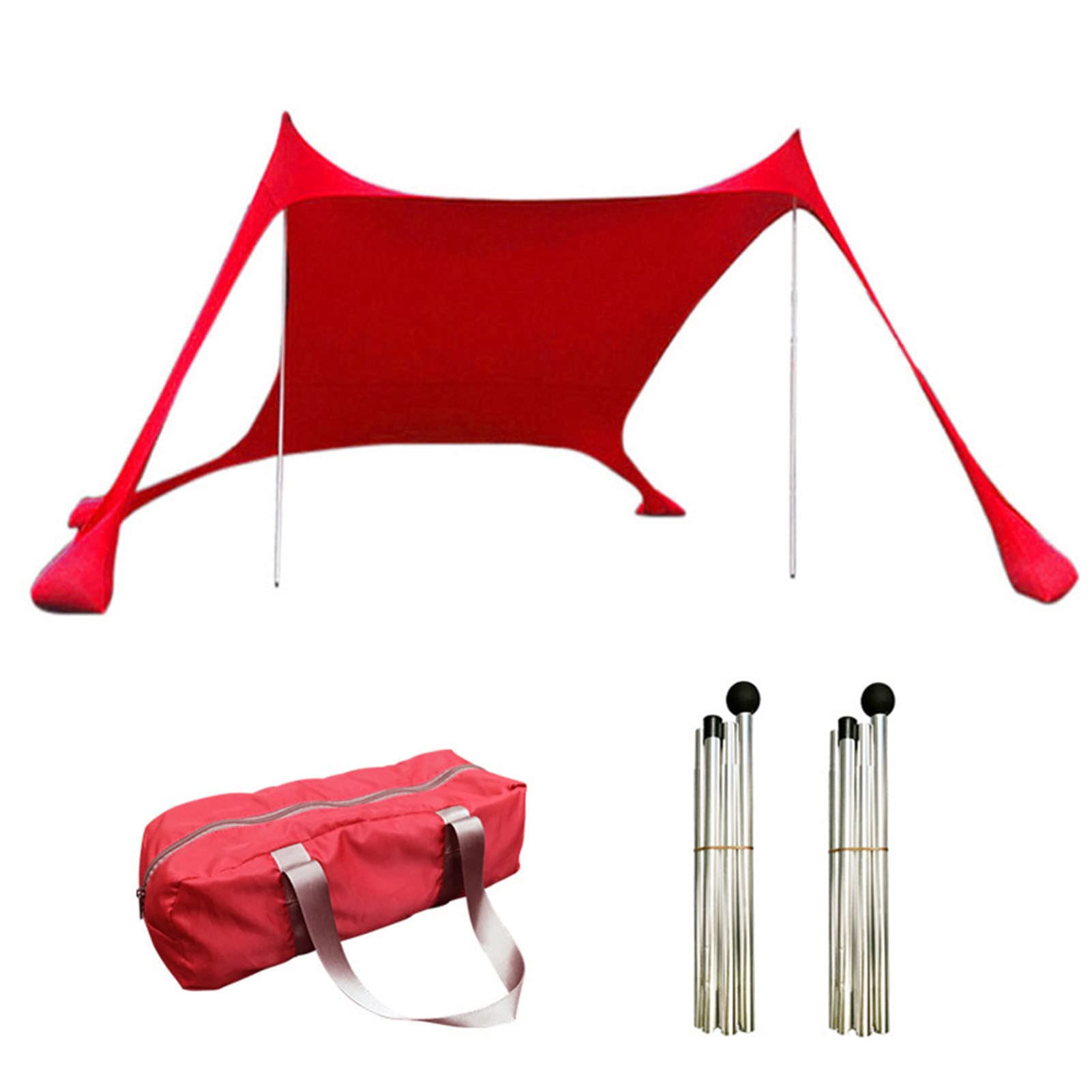 Shades Strandzelt, groß, Strandschatten, winddichtes Design, Sonnenschutz, LSF 50+, tragbares Familienzelt, Familienstrandzelt mit 2 Aluminiumstangen, 1 Tragetasche, Unterschlupfzelt für