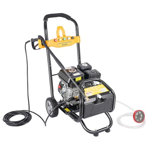 Benzin Hochdruckreiniger, 7,5 PS 2200 PSI 3400 RPM Benzinmotor, Hochdruck-tragbarer Strahlsprüher, Reinigungsmaschine mit 5 Düsen, Auto- & Terrassenreiniger, Dachrinnenreiniger