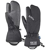 EXski Winter Handschuhe Warm Wasserdicht Skihandschuhe 3 Finger Fäustlinge Herren Damen Snowboard Schneemobil, L