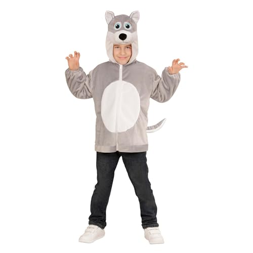 Widmann - Kinderkostüm Wolf aus Plüsch, Jacke mit Kapuze und Maske, Karneval, Mottoparty