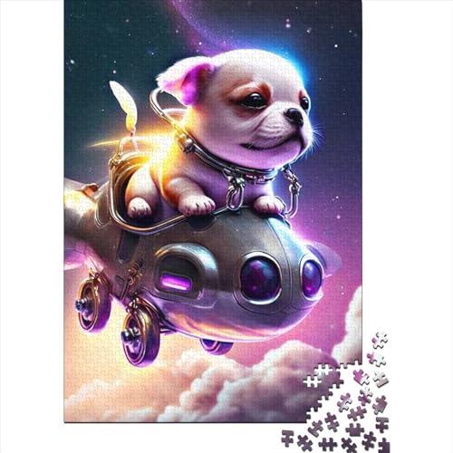 Holzpuzzle „Cosmic Car Dog“ für Erwachsene und Teenager. 1000-teiliges Puzzle für Erwachsene Teenager ganze Familie und die (Größe 29,53 x 19,69 Zoll)