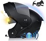 Klapphelme Integrierter Bluetooth-Motorradhelm Modularer Helme,ECE Zertifiziert Integralhelm Motorradhelm Doppelvisier Modularer Helm Rollerhelm Sturzhelm Für Damen Und Herren