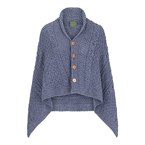 WALKER AND HAWKES - Remington - Damen Poncho mit Knopfdetail aus Merinowolle - Himmelblau