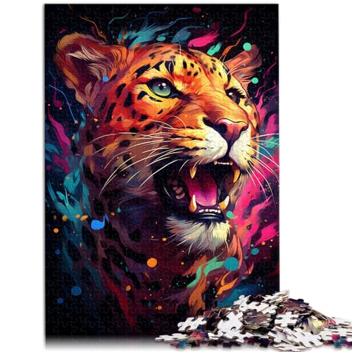 Puzzle, Malen, bunter Leopard, 1000 Teile, für Erwachsene, schwierige Puzzles aus Holz, einzigartige Geburtstags, 1000 Teile (50 x 75 cm)