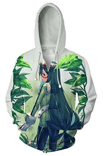 QYIFIRST Pullover Reißverschlussjacke Cartoon Mantel Hero Academia Asui Tsuyu FROPPY Cosplay Kostüm Herren Damen Jacke Trenchcoat Unisex Grün-B 4XL (Chest 122cm)