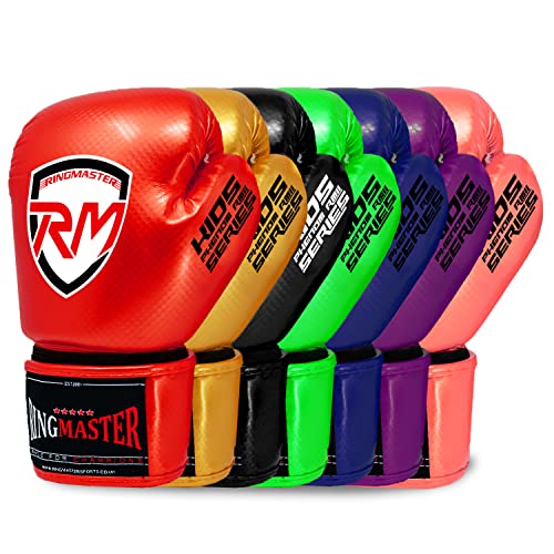 RingMasterUK Kinder Boxhandschuhe CarbonTECH Martial Arts Kickboxen Junior Stanzhandschuhe (Rot, 4 oz)