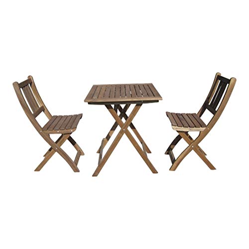 SEDEX Tampa Balkonset Terassen Set Bistroset Balkonmöbel 2X Klappsessel + 1x Tisch 60x60cm Massiv