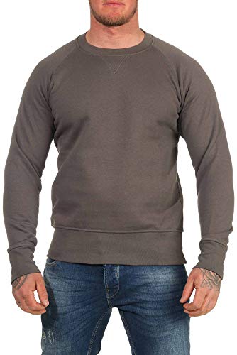 Happy Clothing Herren Pullover Sweatshirt Langarm Pulli ohne Kapuze S M L XL 2XL 3XL, Größe:L, Farbe:Anthrazit