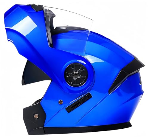 Klapphelm mit Doppelvisier, Integral-Motorradhelm, beschlagfrei, Motorrad-Roller-Helm, Doppelspiegel, Herren-Damen-Helm, ECE-geprüft F,XL61-62CM