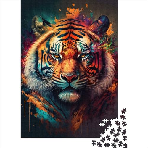 Color Splash Tiger Holzpuzzle für Teenager, Kunstpuzzle für Erwachsene, 1000 Teile, Lernspielzeug, Familienspiele, 75 x 50 cm